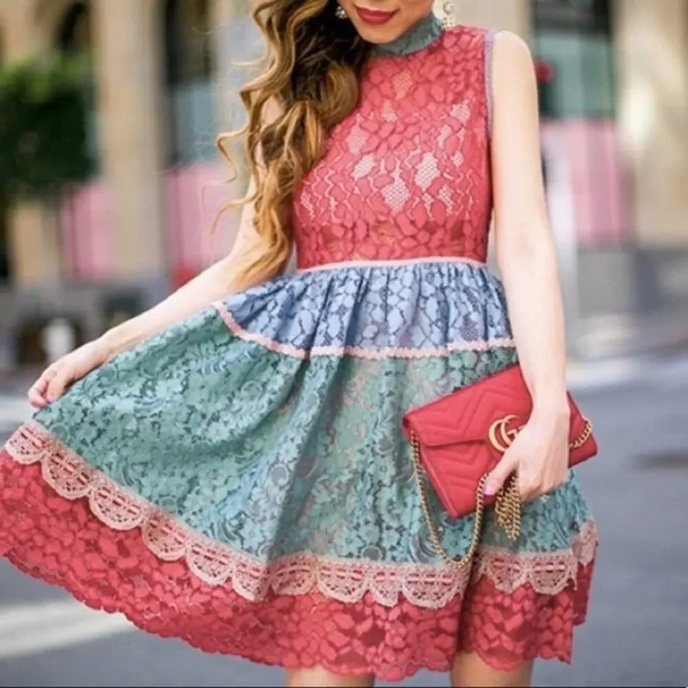ALEXIS Vedette Victorian Lace Mini Dress Size L